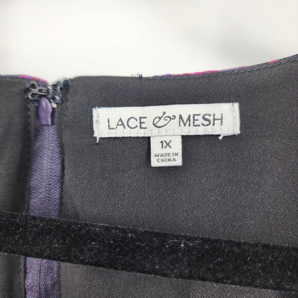 Modcloth Lace & Mesh Floral Jacquard Scalloped V-neck Maxi Gown Dress Size 1X - Picture 3 of 5